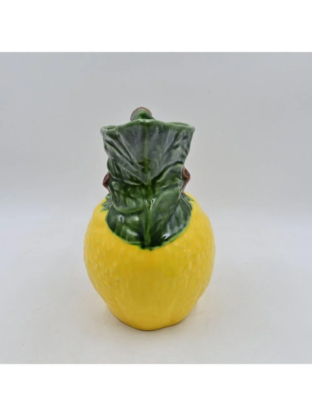 Olfaire Portugal Lemon Ceramic Pitcher Vintage Majolica Yellow Citrus Juice Jug
